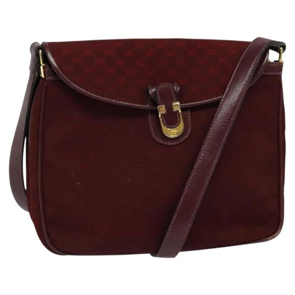 GUCCI Micro GG Canvas Shoulder Bag Red Gold Auth BA2289 - Picture 1 of 16